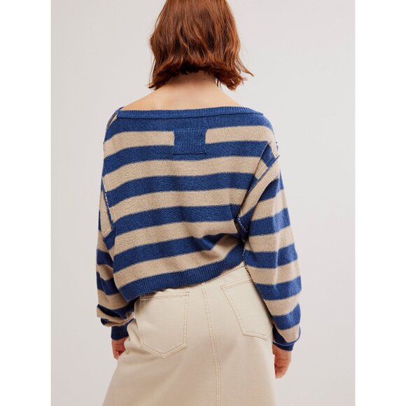 FREE PEOPLE Into The Blue Pullover / Blue Combo - Picture 3 of 9